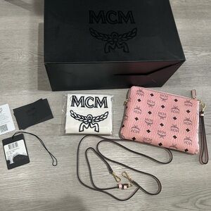 MCM pink pouch crossbody wristlet